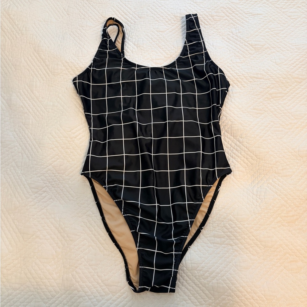 American Apparel Black and White grid One Piece